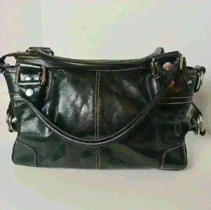 DONALD J. PLINER Black PATENT LEATHER  Handbag Very Nice Bag And Casual